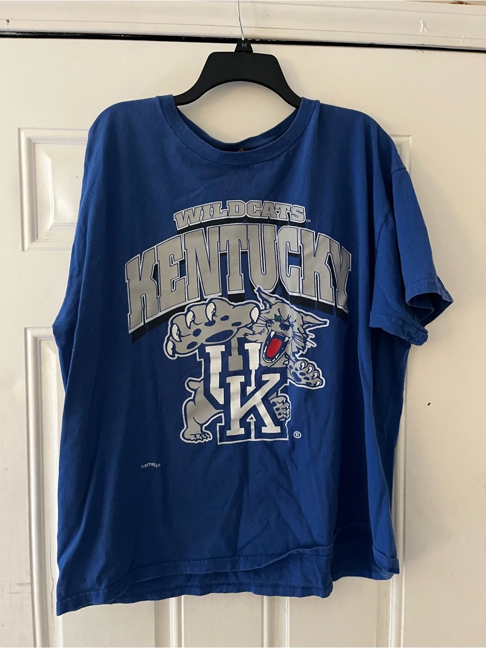 Nutmeg Mills UK Wildcats NCAA Blue T-Shirt XL 100% Cotton Vintage